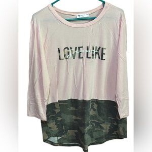 Pink and Camouflage LOVE LIKE JESUS Long Sleeve Tee